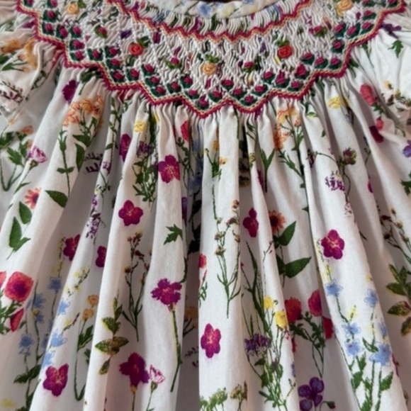 Luli & Me Floral Smocked Floral Bubble 6mo - Picture 6 of 6